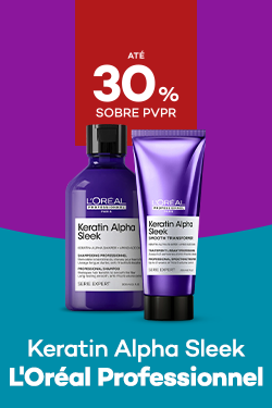 Gama Keratin Alphan Sleek da marca Loreal Professionnel com destaque promocional at&eacute; 30% sobre pre&ccedil;o de Venda ao P&uacute;blico Recomendado